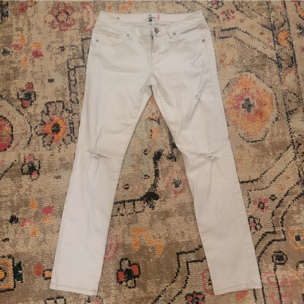 CAbi slim boyfriend distressed jeans sz 4 with 30" inseam